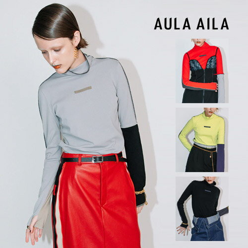 AULA AILA アウラアイラ ハイネックインナー 長袖 ブラック/グレー/レッド/イエロー サイズ0 COLOR BLOCK HIGH NECK INNERのサムネイル