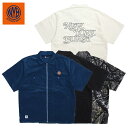 NEW YORK BURST NYB ニューヨークバースト 半袖シャツ ジップシャツ コーデュロイ/リアルツリーカモ ブルー/ホワイト/チャコール/カモ M-X...