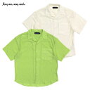 Many men, many minds. オープンカラーシャツ メンズ レディース ユニセックス 半袖 アイボリー/グリーン M-XL 楊柳 OPEN COL...