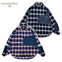 マスターキー masterkey シャツ メンズ 長袖 オンブレチェック ブラック/レッド サイズ1 KURT