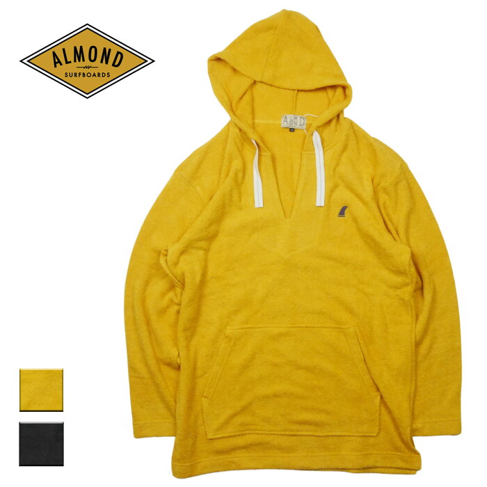 Almond Surf アーモンドサーフ NEWPORT HOODIE メンズ マスタードイエロー/チャコール S-L IV2125S【パーカー プルオーバーパーカー フード タオル地 メキシカンパーカー フィン ルームウェア 部屋着 日本製 カリフォルニア サーフ おしゃれ ブランド 黄色】