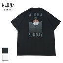 ALOHA SUNDAY アロハサンデー ロゴプリントTシャツ メンズ/レディース ブラック/ホワイト M-XL AS1009【Tシャツ 半袖 半袖Tシャツ 日本製 ロゴ バックプリント プリント 胸ポケット 胸ポケ ポケット サーフ サーフブランド おしゃれ ブランド 白 黒】