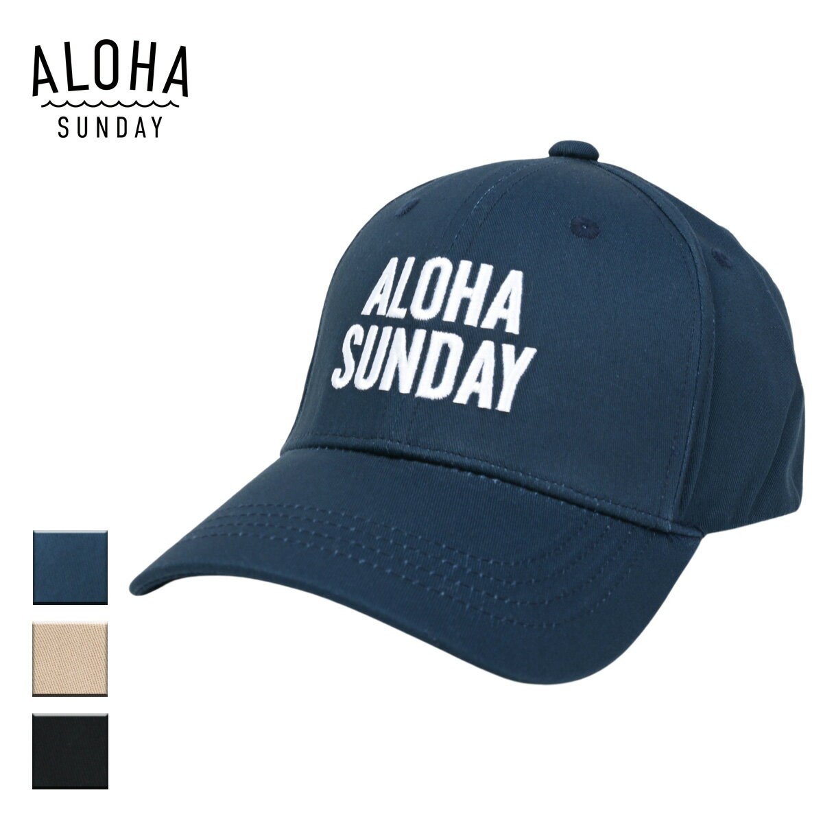 ALOHA SUNDAY アロハサンデー 6パネルキャップ メンズ/レディース ネイビー/サンドカーキ/ブラック FREE AS7006