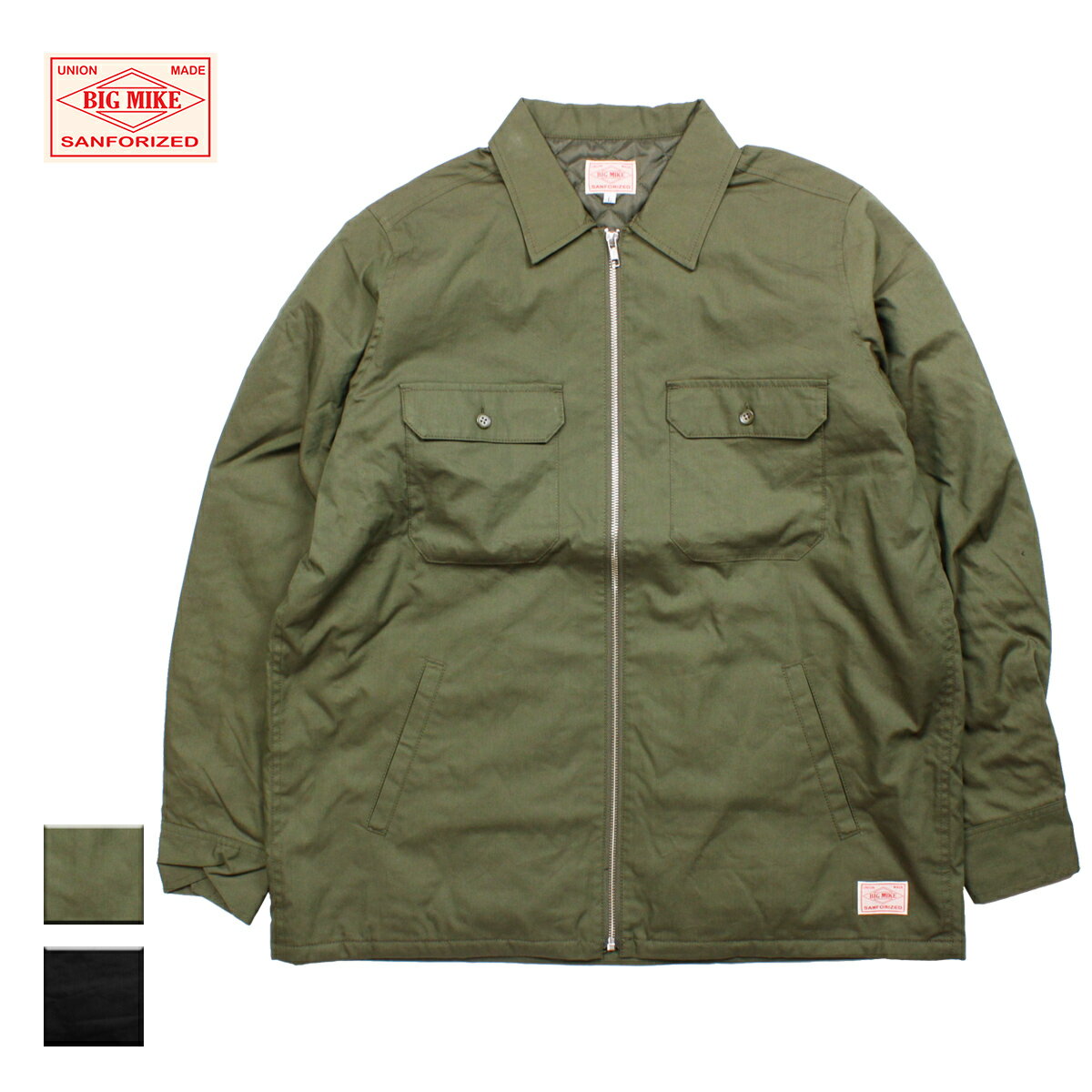 BIG MIKE ビッグマイク ZIP SHIRT OUTER メンズ オリーブ/ブラック M-XL