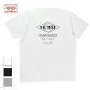 BIG MIKE ビッグマイク LOGO S/S TEE メンズ/レディース ホワイト/ブラック/グレー M-XL【Tシャツ 半袖 バックプリント ロゴ おしゃれ ブランド アメカジ 白 黒】