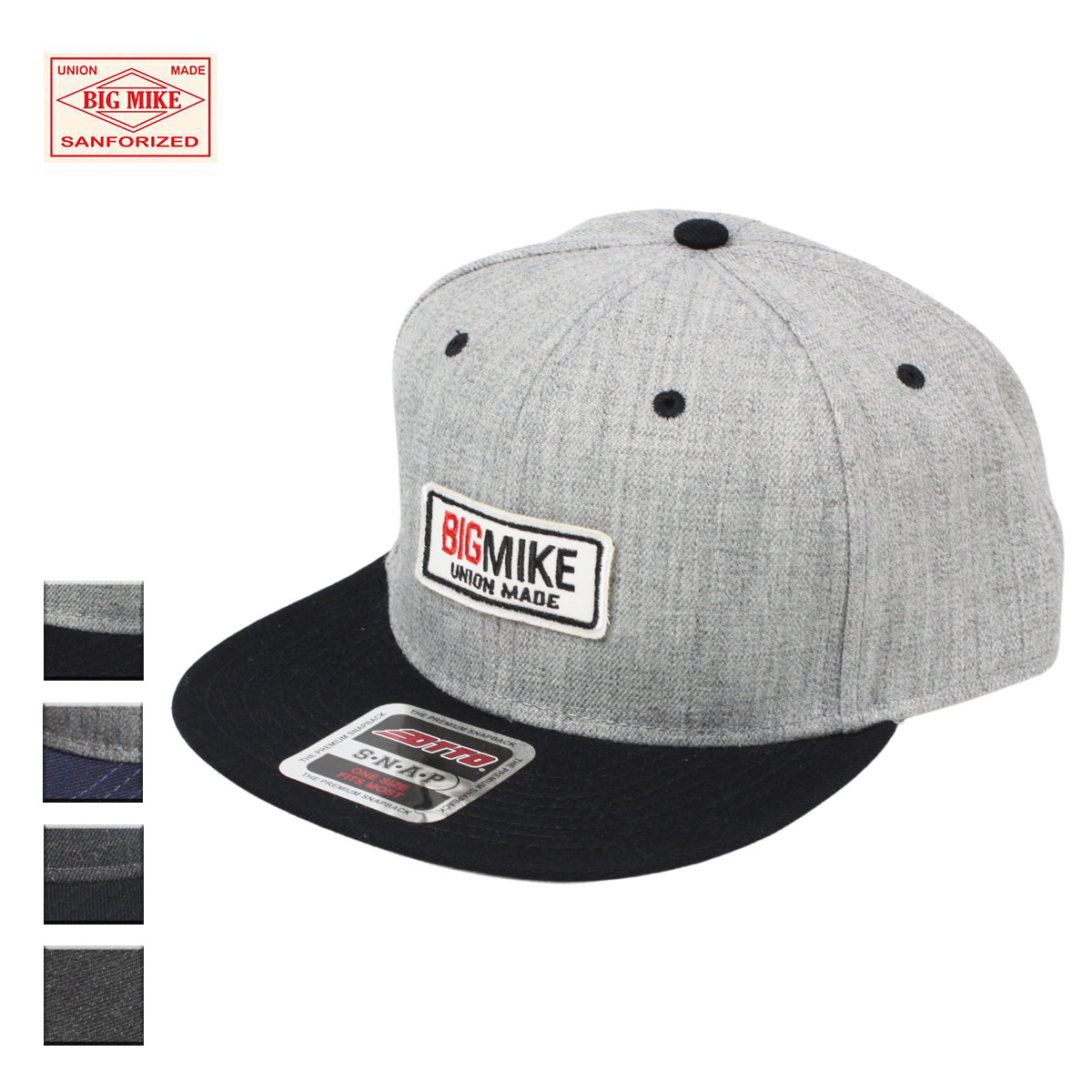 BIG MIKE ビッグマイク FLAT VISOR LOGO PATCH WOOLCAP メンズ/レディース グレー/チャコール FREE