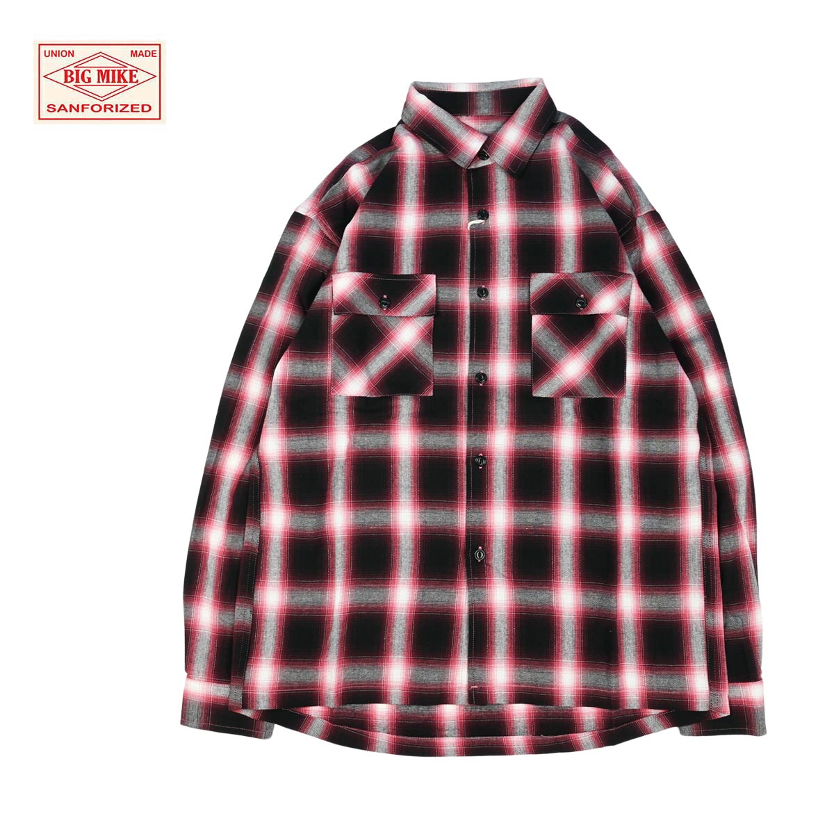 BIG MIKE ビッグマイク Light Flannel Shirts メンズ レッド×ブラック M-XL