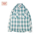 BIG MIKE ビッグマイク Light Flannel Shirts メンズ ミント×ホワイト M-XL【フランネルシャツ シャツ 長袖 ネルシャツ チェックシャツ ワークシャツ ライトネルシャツ 薄手 カジュアル おしゃれ ブランド アメカジ アウトドア アメカジブランド ミント 水色】