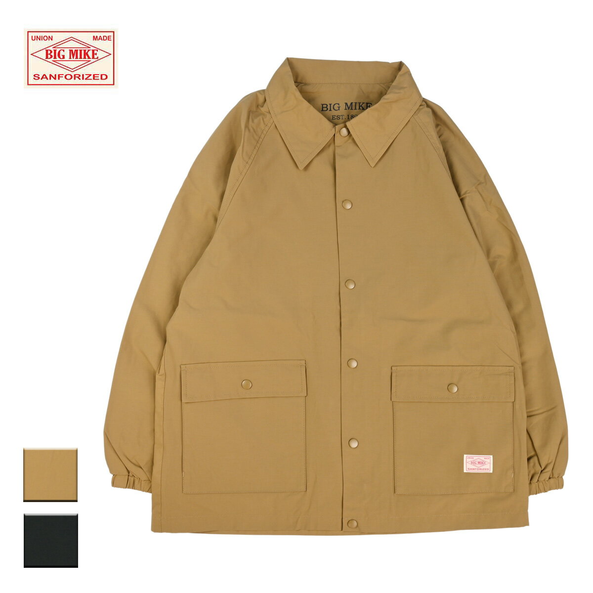 BIG MIKE ビッグマイク Basic Coach Jacket メンズ ベージュ/ブラック M-XL