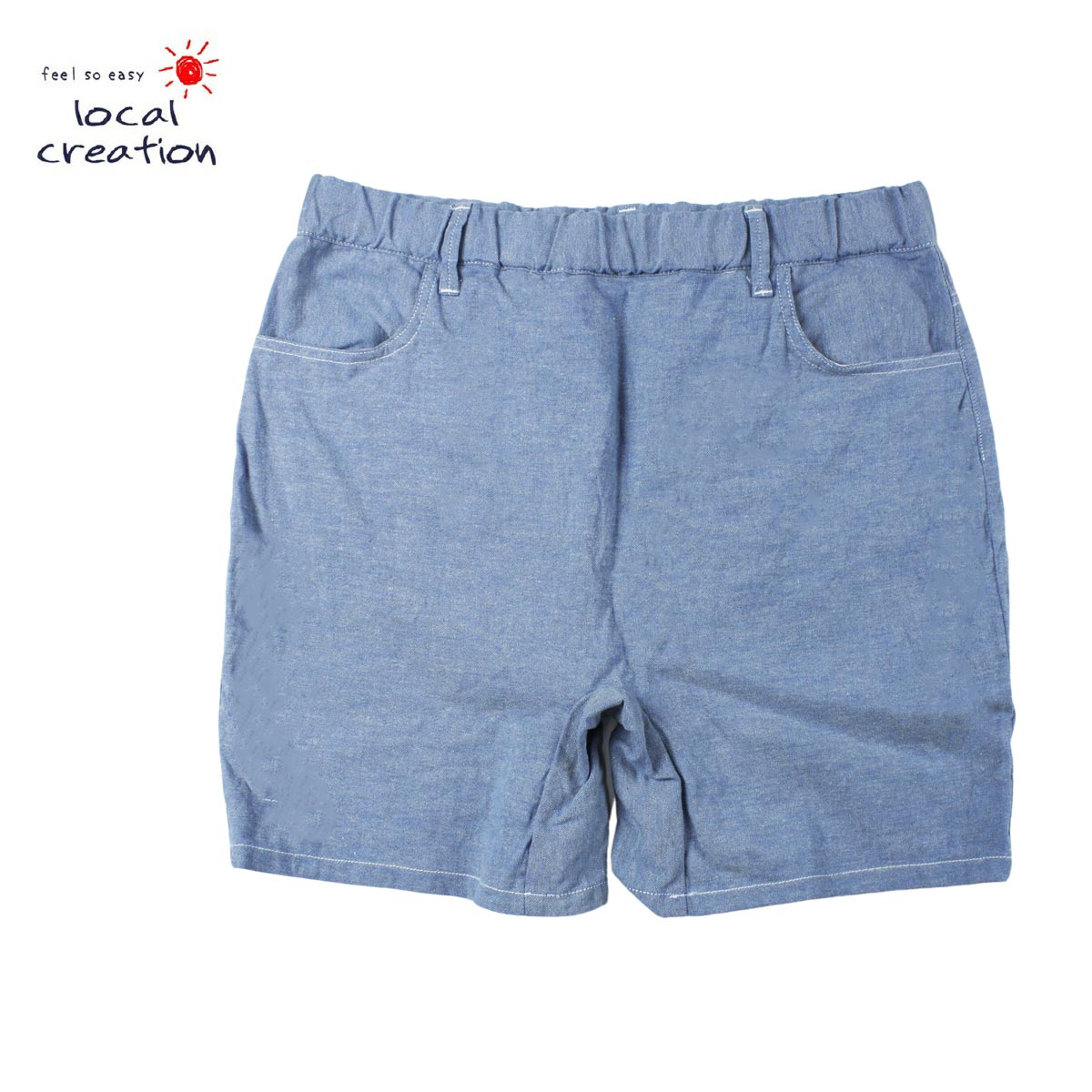 feel so easy/feel so easy local creation chambray relax shorts メンズ/レディース ブルー M-XL