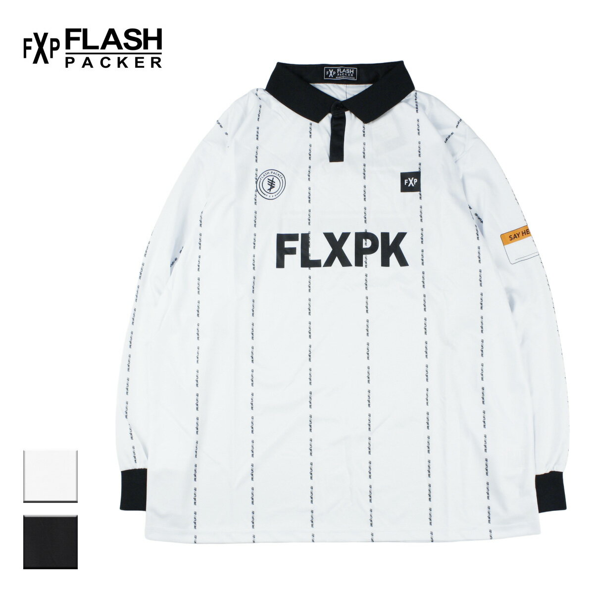 FLASH PACKER フラッシュパッカー XMLT-FB メンズ/レディース ホワイト/ブラック M-XL【Tシャツ 長袖 長袖Tシャツ メッシュ サッカー サッカーチーム チームユニフォーム ユニフォーム スポーツ スポーティー おしゃれ ブランド 白 黒】