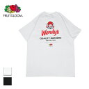 Fruit of the Loom フルーツオブザルーム FTL×Wendy's プリンタブルT メンズ/レディース ホワイト/ブラック S-XL 【Tシャツ 半袖 半袖Tシャツ カットソー ウェンディーズ ウェンディちゃん コラボ コラボレーション バックプリント 胸ロゴ おしゃれ ブランド 白 黒】|詳細画像