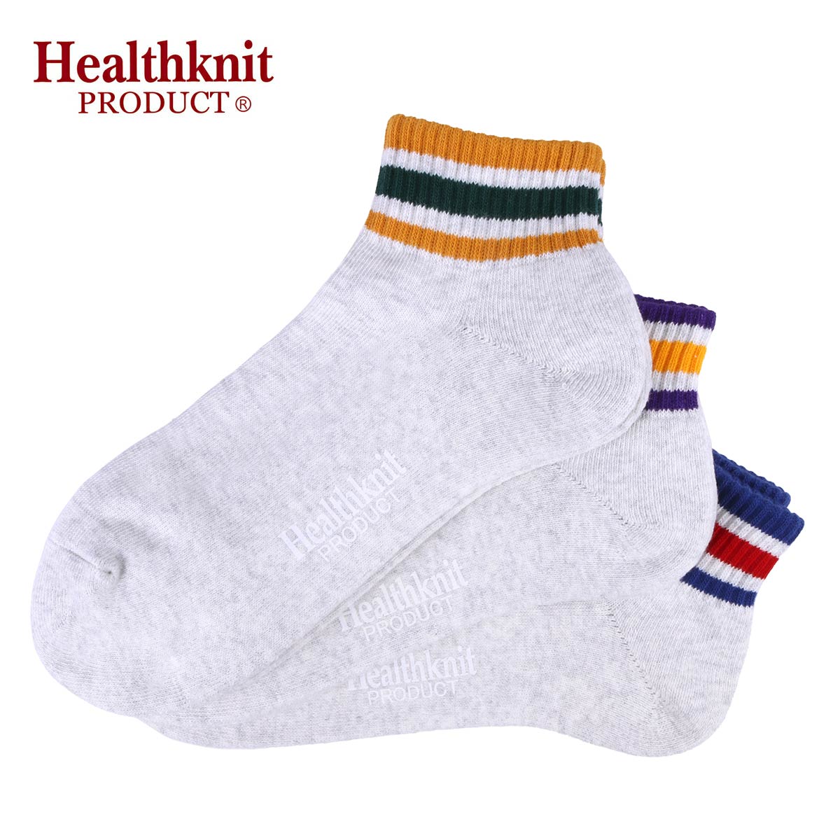 ヘルスニット 靴下 メンズ Healthknit Product ヘルスニットプロダクト 3P アンクルソックス メンズ ライン FREE 25-27cm【靴下 ソックス クルーソックス アンクル ライン ラインソックス 3足 3足セット セット おしゃれ ブランド スポーツ ストリート 白】