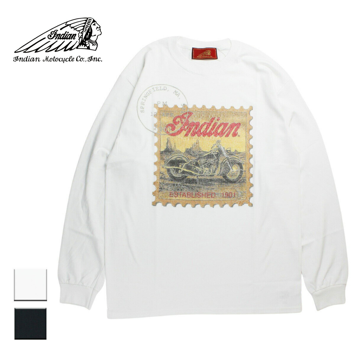 Indian インディアン the Indian is Back L/S-T Stamp メンズ/レディース ホワイト/ブラック M-XL