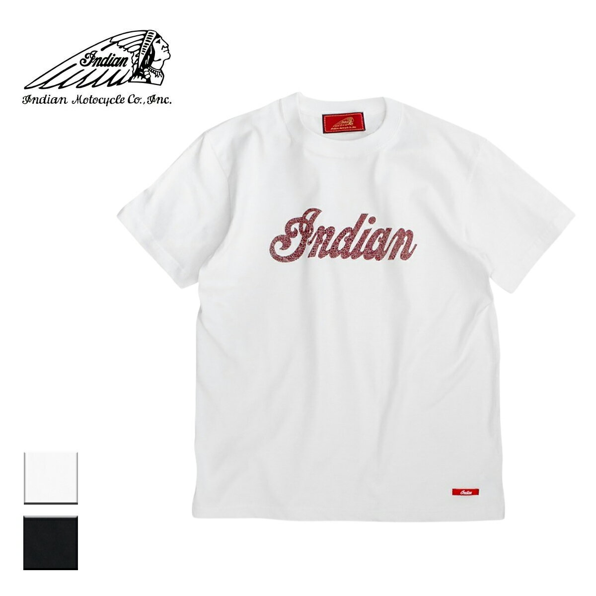 Indian インディアン ベーシックTシャツ ロゴ メンズ/レディース ホワイト/ブラック S-XL