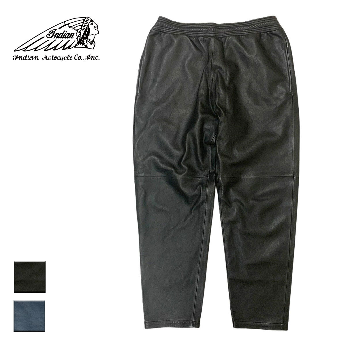 Indian インディアン Sheep Skin Garage Pants メンズ/レディース ブラック/ネイビー M-XL【インディアンモトサイクル インディアンモーターサイクル ガレージパンツ パンツ レザー レザーパンツ おしゃれ ブランド ネイティブアメリカン アメカジ 黒 紺】