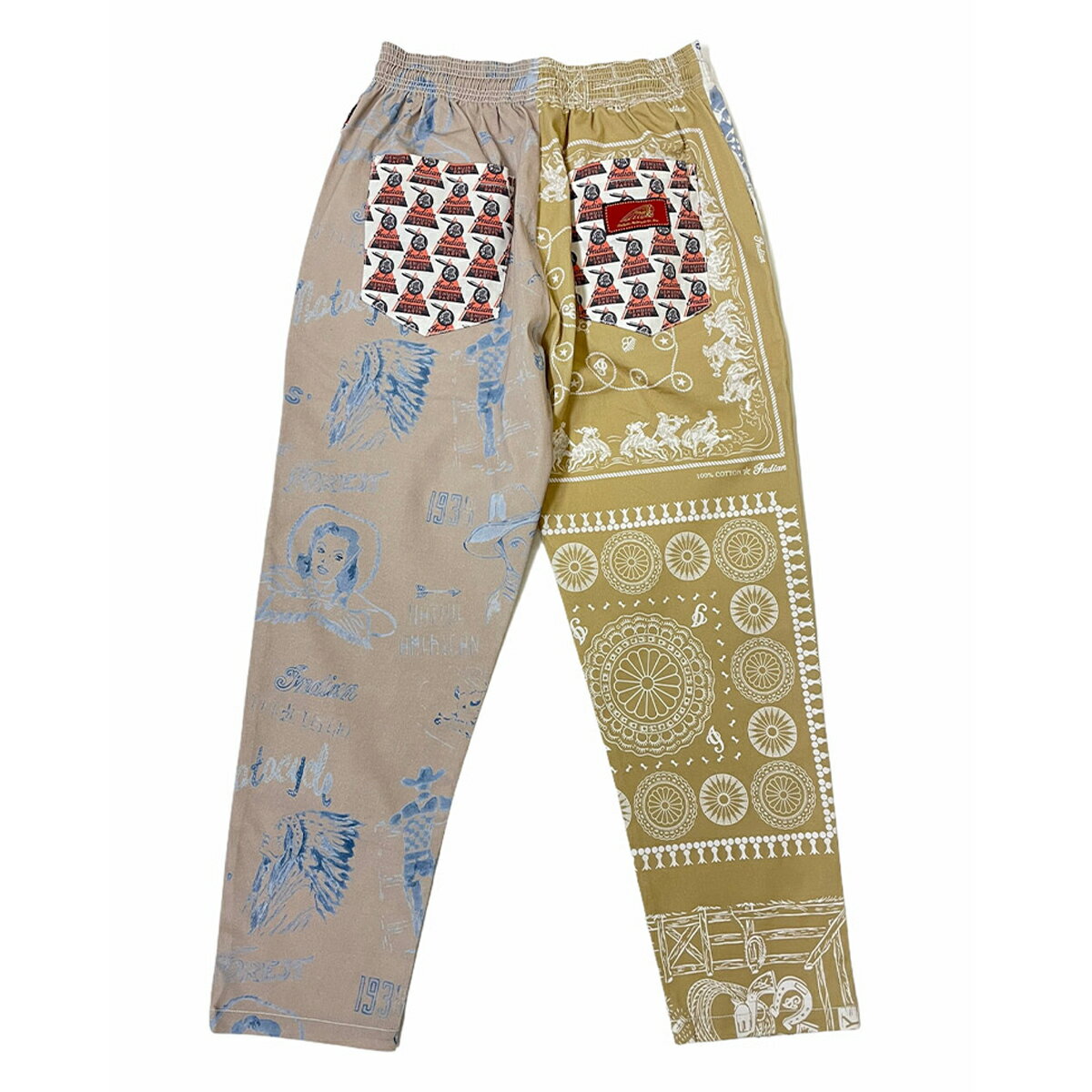 Indian インディアン Garage Pants クレイジーパターン メンズ/レディース ベージュ/ブラック S-L【インディアンモトサイクル インディアンモーターサイクル ガレージパンツ ワークパンツ リラックスパンツ パンツ おしゃれ ブランド ネイティブアメリカン 黒】