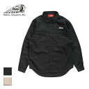 Indian インディアン L/S Work Shirt Head mark メンズ/レディース ブラック/ベージュ M-XL【インディアンモトサイクル インディアンモーターサイクル シャツ ワークシャツ ロゴ 刺繍 刺繍ロゴ ブランド おしゃれ ネイティブアメリカン バイカー 黒】