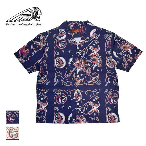 Indian インディアン Bandana Print OpenCollar Shirt HANDPAINT メンズ/レディース ネイビー/ベージュ M-XL【インディアンモトサイクル インディアンモーターサイクル シャツ 半袖 オープンカラーシャツ アロハシャツ おしゃれ ブランド ネイティブアメリカン】 Indian インディアン Bandana Print OpenCollar Shirt HANDPAINT メンズ/レディース ネイビー/ベージュ M-XL【インディアンモトサイクル インディアンモーターサイクル シャツ 半袖 オープンカラーシャツ アロハシャツ おしゃれ ブランド ネイティブアメリカン】