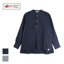 Le Pigeon Voyageur ル ピジョン ヴォワイヤジュール SLEEPING SHIRT メンズ ネイビー/ライトブルー M-L PGC3-11M018【スリーピングシャツ シャツ 長袖 長袖シャツ プルオーバー ストライプ ノーカラー 襟なし おしゃれ ブランド フレンチブランド 紺 青】