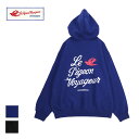 Le Pigeon Voyageur ル ピジョン ヴォワイヤジュール MESSAGE PULLOVER HOODIE メンズ/レディース ブルー/ブラック M-L PGC3-12M024【スウェットパーカー パーカー フーディー フーディ USAコットン 刺繍 バックプリント おしゃれ ブランド フレンチブランド 黒 青】