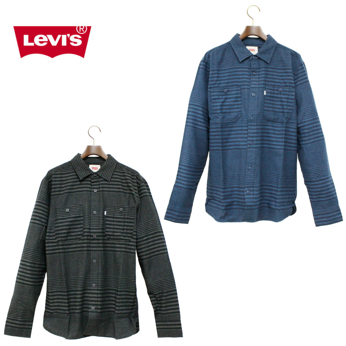 【セール】【70%OFF】LEVIS リーバイス ボタンツイルフランネルシャツ メンズ キャビア/ドレスブルー S-XL