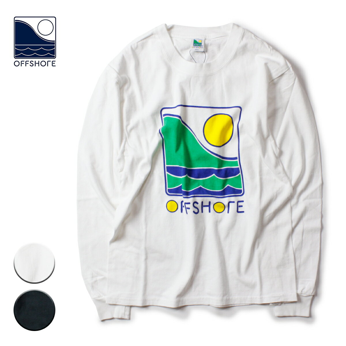 楽天BlueismOFFSHORE オフショア COLOR LOGO L/S TEE メンズ/レディース ホワイト/ブラック S-XL OS19-1CS-001【Tシャツ 長袖 ロンT ロゴ おしゃれ ブランドロゴ ブランド サーフ サーフファッション サーフブランド 白 黒】