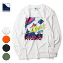 OFFSHORE オフショア SPACE SURFER L/S TEE メンズ/レディース ホワイト/オレンジ/ブラック/オリーブ S-XL OS19-1CS-006【Tシャツ 長袖 ロンT 90s 復刻 イラスト ロゴ ブランドロゴ ブランド サーフ サーフィン サーフブランド 白 黒 カーキ】