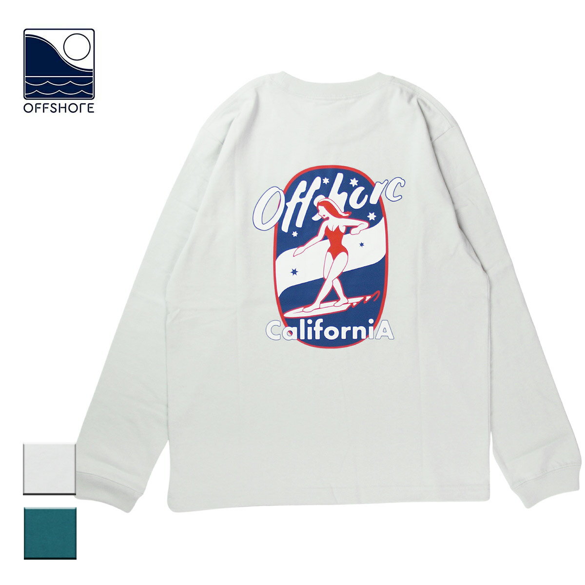 OFFSHORE オフショア SURFGIRL CALIFORNIA L/S メンズ/レディース グレー/グリーン S-XL OS21-1CS-001