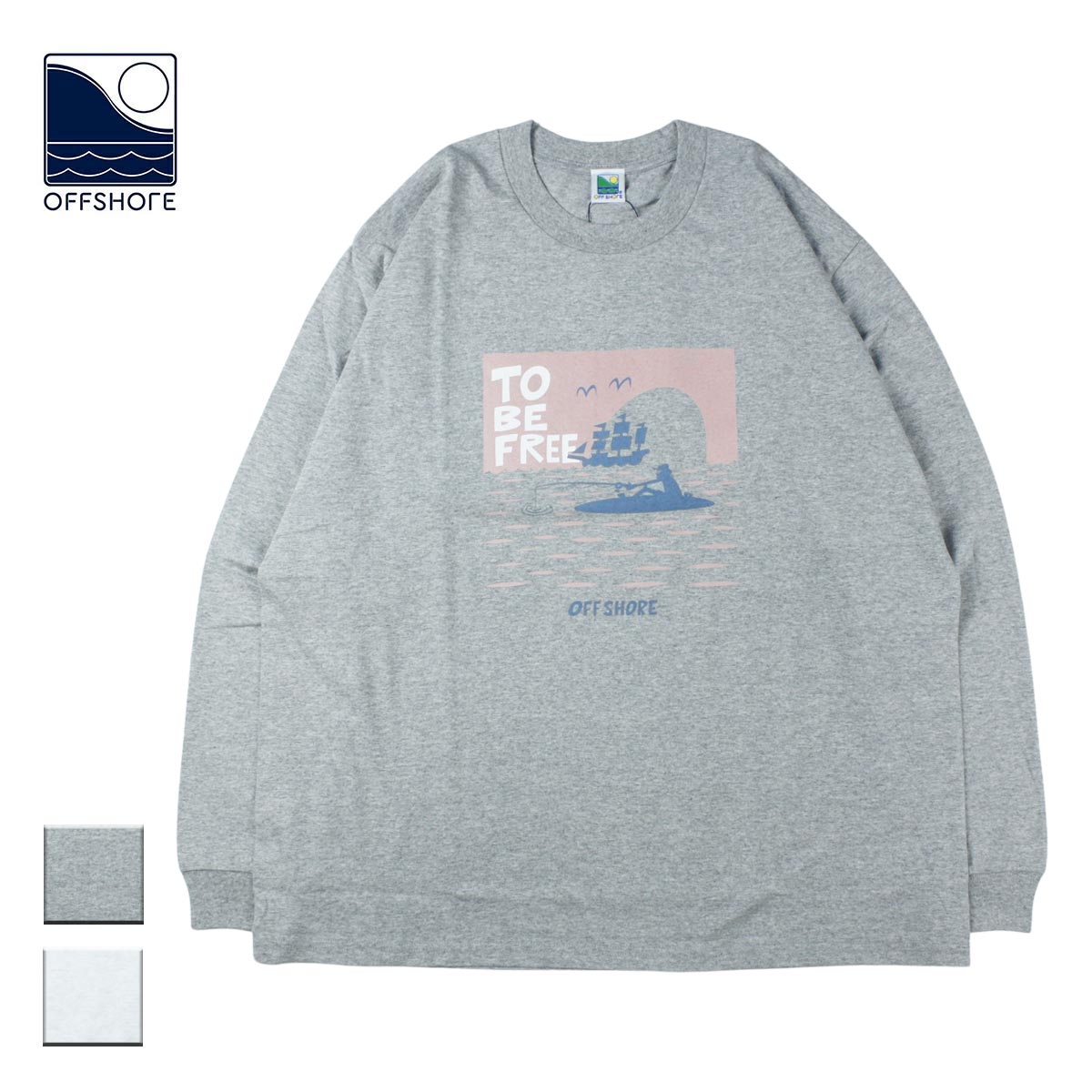 OFFSHORE オフショア OS×LOOSEMAN L/S TEE メンズ/レディース アッシュ/ライトグレー S-XL OS22-1CS-001