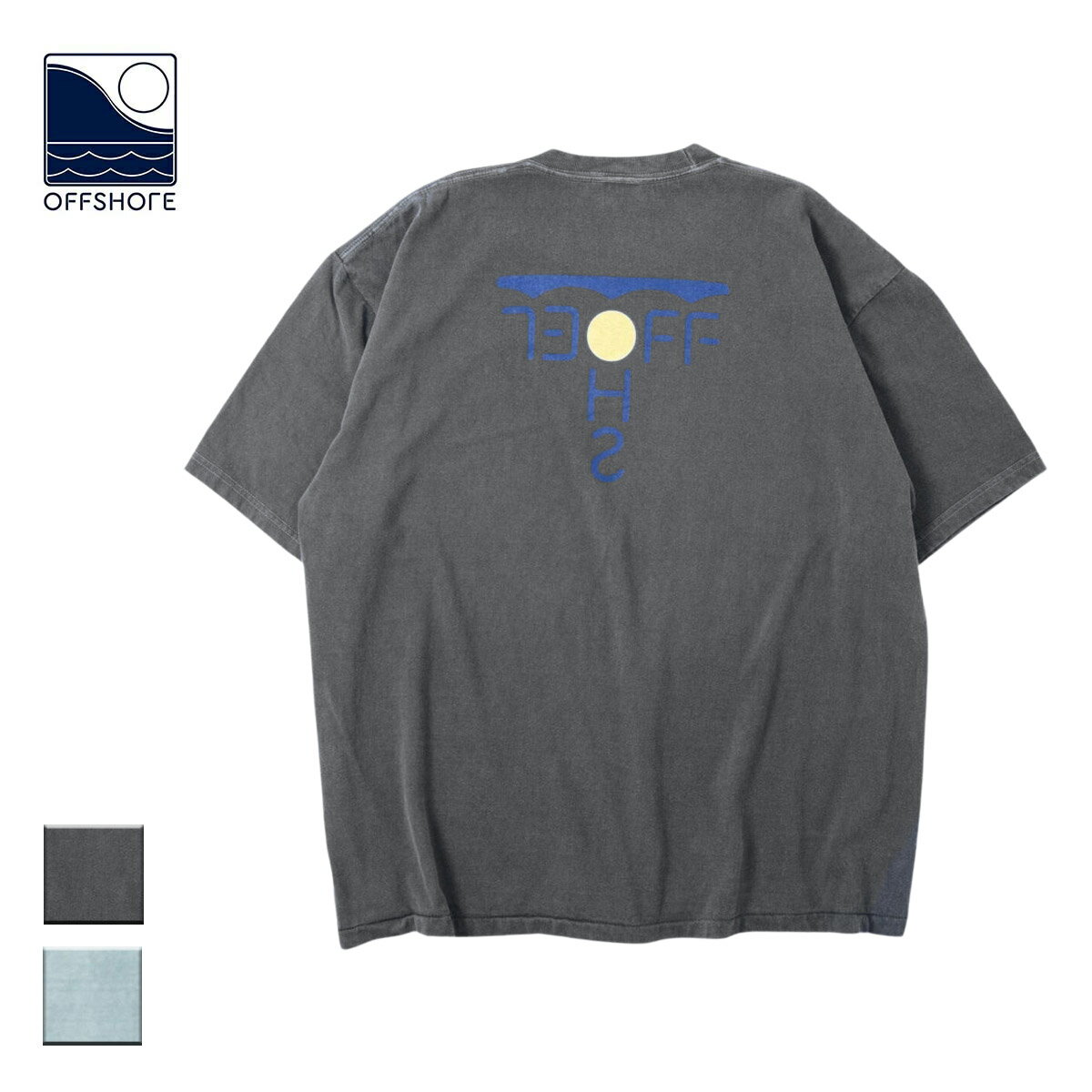 Rakuten - OFFSHORE オフショア NEW OFFSHORE LOGO TEE メンズ/レディース グレー/グリーン M-L OS25-1CS-003 【Tシャツ 半袖 半袖Tシャツ カットソー 胸ロゴ バックプリント おしゃれ ブランド サーフ サーフブランド 黒 ミントグリーン】