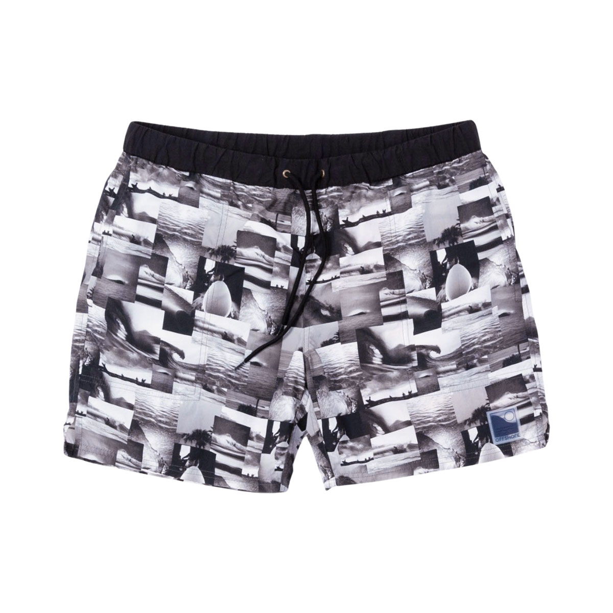 OFFSHORE オフショア PATCHWORK PHOTO SHORTS メンズ/レディース ブラック S-XL OS25-2PT-005【ボードショーツ ショートパンツ ショーツ ハーフパンツ 水着 サーフショーツ U-SKE コラボ 写真 フォト パッチワーク おしゃれ ブランド サーフ サーフブランド 黒】