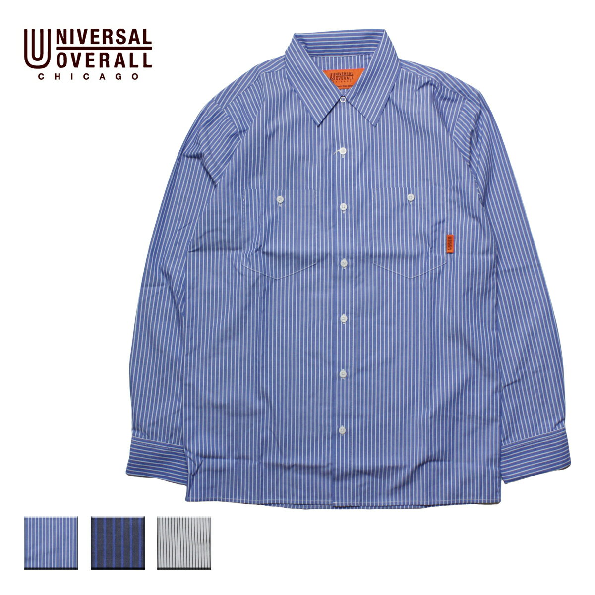 UNIVERSAL OVERALL ユニバーサルオーバーオール UNIFORM SHIRT メンズ ブルーXホワイト/ネイビーXブルー/ホワイトXブラック M-L U20133209-B