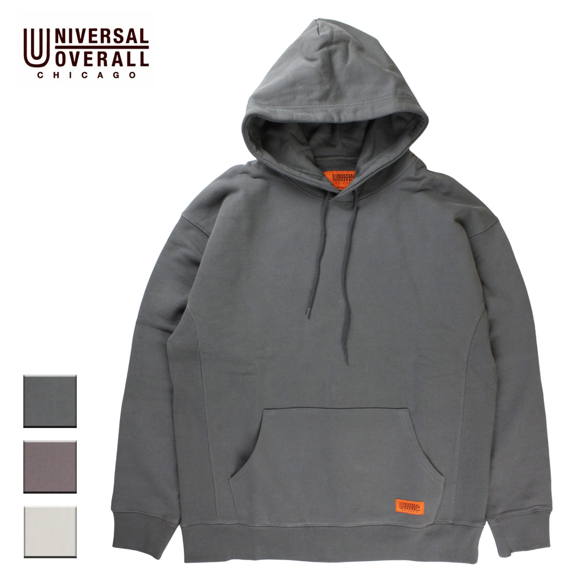 UNIVERSAL OVERALL ユニバーサルオーバーオール SWEAT HOODIE メンズ/レディース グレー/パープル/クリーム S-XL U2133231【スウェットパーカー パーカー プルオーバーパーカー くすみカラー ビッグシルエット 大きい 大きめ 無地 おしゃれ ブランド ベージュ 紫】