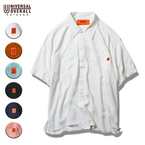 UNIVERSAL OVERALL ユニバーサルオーバーオール OPEN COLLOR SHIRT メンズ ホワイト/オレンジ/ミント/ブラック/ネイビー/ピンク XS-L U813168【ワークシャツ レーヨン ワークブランド ブランド アメカジ アメカジブランド 黒】