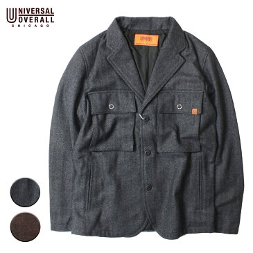 UNIVERSAL OVERALL ユニバーサルオーバーオール WORK JACKET メンズ/レディース グレー/ワインレッド S-L U933415-B【ワークジャケット ジャケット 上着 アウター ビジネス ウール 毛 仕事 仕事用 カジュアル フォーマル おしゃれ ブランド】