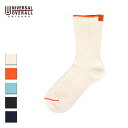UNIVERSAL OVERALL ユニバーサルオーバーオール UO V SOCKS レディース ホワイト/オレンジ/ブルー/ブラック/ネイビー FREE 23-25cm LU-418【靴下 ソックス クルーソックス ルームソックス 長い バイカラー 無地 シンプル おしゃれ ブランド 黒 白 紺 水色】(4)
