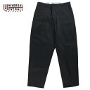 UNIVERSAL OVERALL ユニバーサルオーバーオール TUCK TAPERED メンズ ブラック 28-34 PT-05【パンツ テーパード タックパンツ ワークパンツ チノパン チノパンツ 無地 おしゃれ ブランド ワークブランド アメカジ 黒】