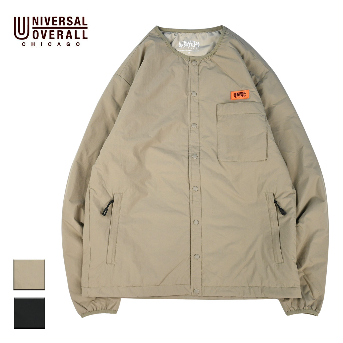 UNIVERSAL OVERALL ユニバーサルオーバーオール INSULATION JACKET メンズ/レディース ベージュ/ブラック M-L U2333408【インサレーションジャケット ノーカラージャケット ジャケット アウタ…