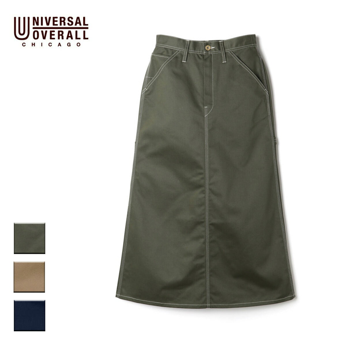 UNIVERSAL OVERALL ユニバーサルオーバーオール PAINTER SKIRT レディース カーキ/ベージュ/ネイビー M-L【ペインタースカート スカート ブランド ワークブランド アメカジ】