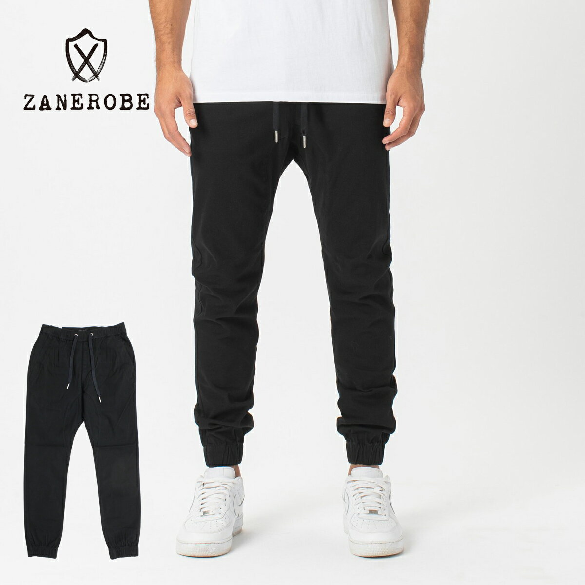 ZANEROBE ゼインローブ SURESHOT JOGGER メンズ ブラック 29-36【ジョガーパンツ スリムフィット ローライズ パンツ スラックス スキニー イージーパンツ おしゃれ 細身 上品 無地 シンプル ブランド 黒】