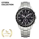 CITIZEN COLLECTION シチズンコレクション BL5594-59E メンズ ブラック×シルバー 39.5mm【腕時計 時計 エコ・ドライブ エコドライブ 丸型 クロノグラフ ステンレス 日本製 光発電 夜光 充電警告 過充電防止 24時間表示 アラーム おしゃれ ブランド シチズン 黒】