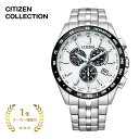 CITIZEN COLLECTION シチズンコレクション CB5874-90A メンズ シルバー×ホワイト 43mm【腕時計 時計 エコ・ドライブ エコドライブ 丸型 クロノグラフ ステンレス 光発電 夜光 充電警告 ワールドタイム 24時間表示 アラーム おしゃれ ブランド シチズン 白】