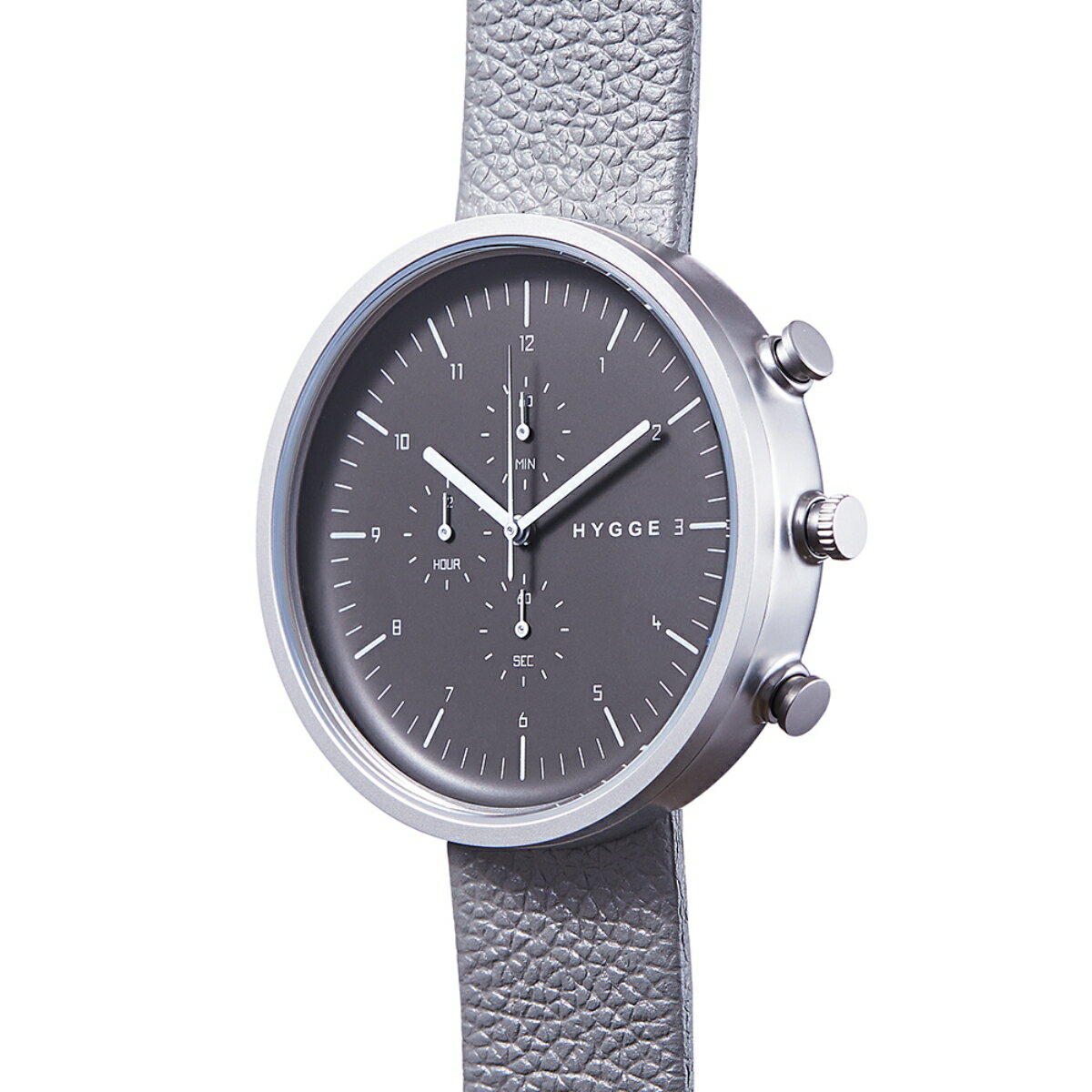 HYGGE ヒュッゲ Horizon メンズ/レディース ライトグレー FREE HGE020076【腕時計 時計 北欧 フィンランド 日本 日本製 丸型 クロノグラフ アナログ 防水 レザー レザーバンド 革 シンプル カジュアル プレゼント ギフト 誕生日 おしゃれ ブランド】