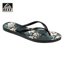 REEF リーフ REEF SEASIDE PRINTS レディース ブラックプルメリア 5-8インチ CI6669【サンダル ビーチサンダル プルメリア 花柄 花 フラワー ボタニカル デザイン 柄 ラバー サスティナブル カジュアル おしゃれ ブランド アウトドア サーフ サーフブランド 黒】