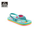 楽天BlueismREEF リーフ LITTLE AHI キッズ ラブレインボー 3-12インチ CJ2040【サンダル コンフォート コンフォートサンダル 靴 子ども用 子供用 男子 女子 子ども 子供 エコ 太陽 虹 総柄 かわいい 可愛い カワイイ おしゃれ ブランド サーフ サーフブランド】