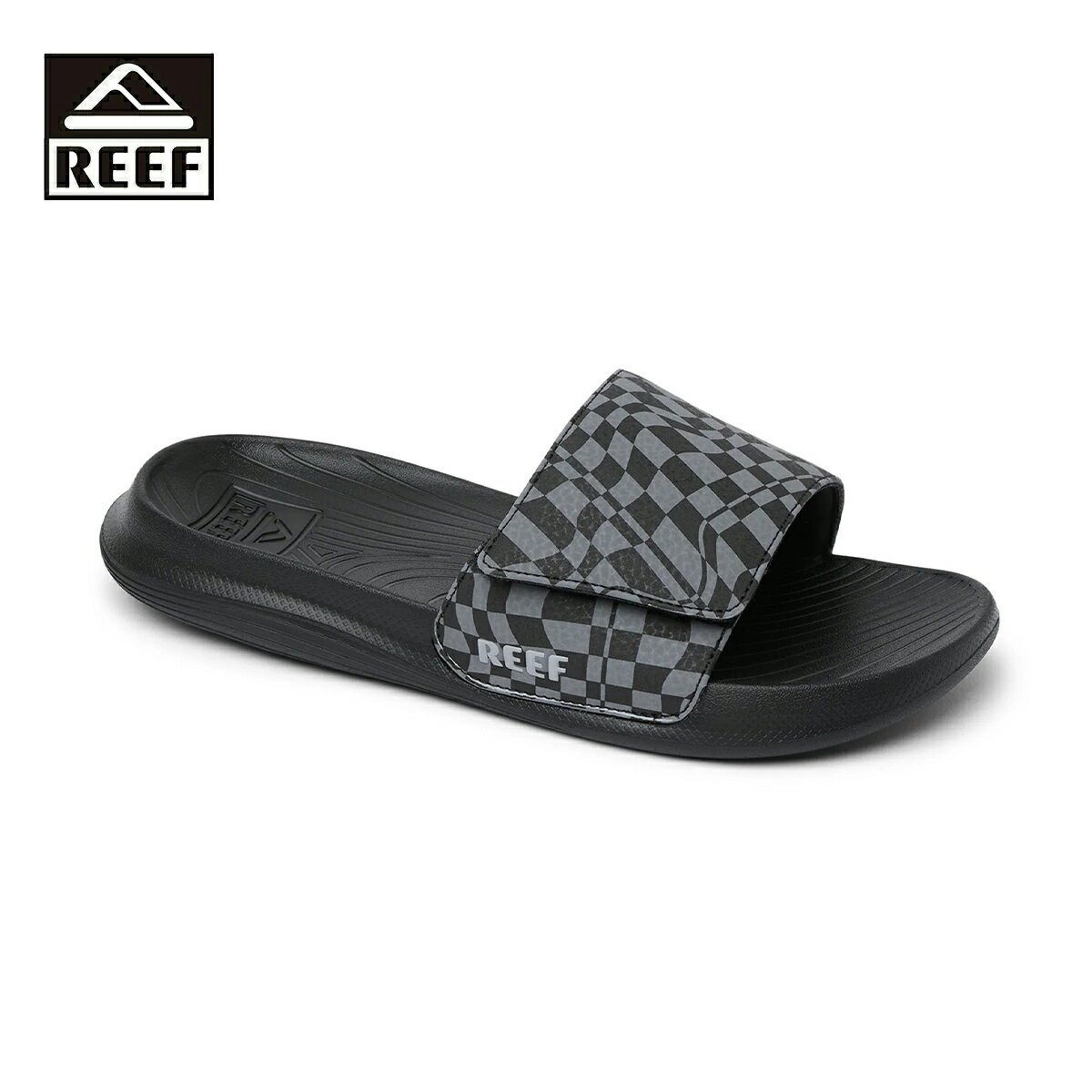 Rakuten - REEF リーフ KIDS SALTY SLIDE キッズ ブラック 19-24cm CJ9122 【サンダル ビーチサンダル スライドサンダル シャワーサンダル 靴 子ども用 子供用 男子 女子 子ども 子供 チェッカー チェック チェッカー柄 チェック柄 軽量 おしゃれ ブランド サーフ サーフブランド 黒】