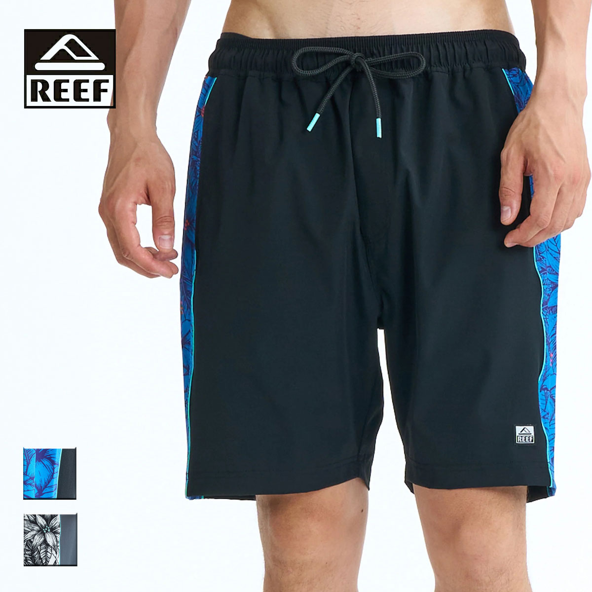 Rakuten - REEF リーフ SURF STRIPE19 SHORTS メンズ ブラック/チャコール S-XL 【ボードショーツ 水着 トランクス トランクスタイプ サイドライン 花柄 紫外線カット 紫外線防止 海 プール 海水浴 川遊び サーフィン ブランド サーフ サーフブランド 黒 グレー】