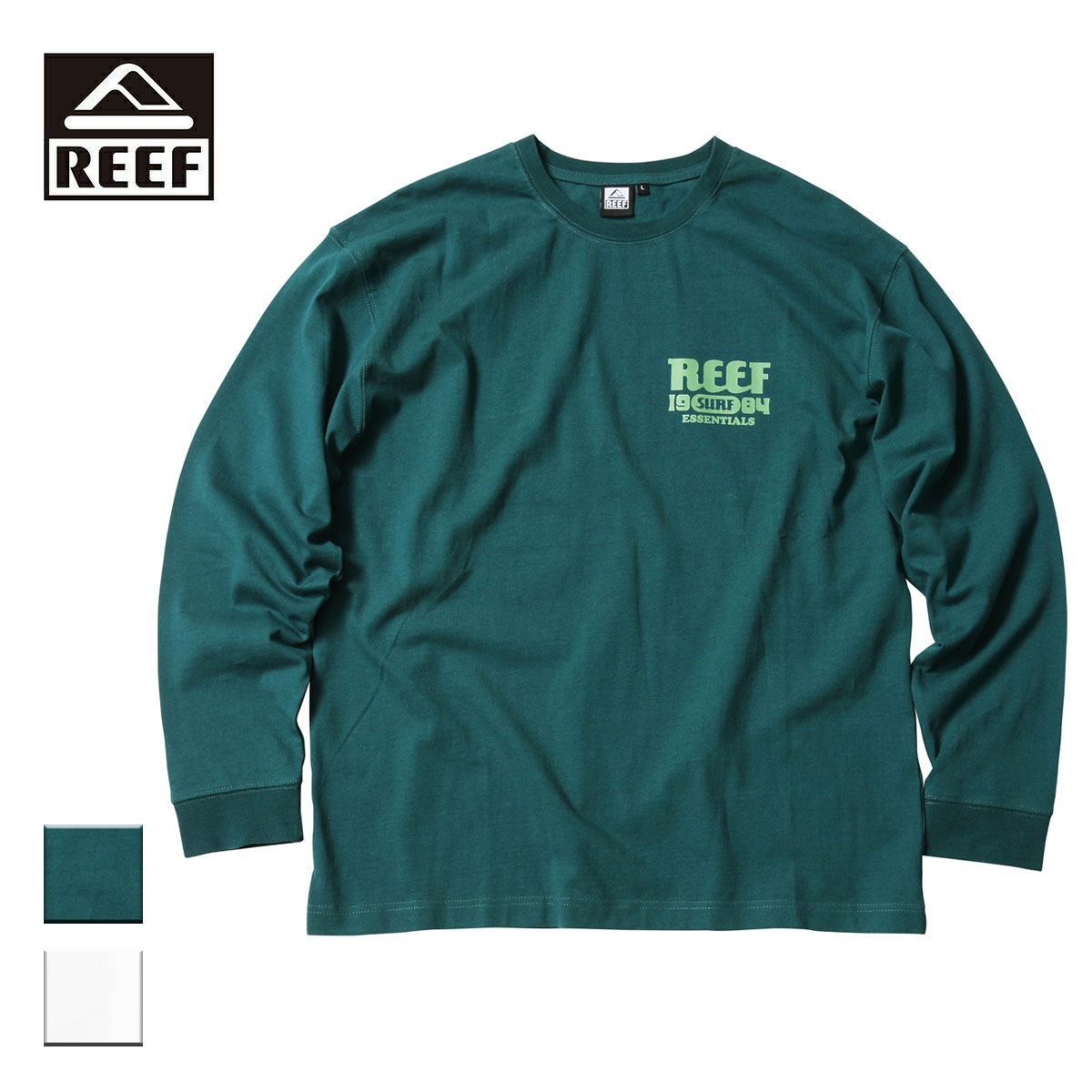 REEF リーフ ESSENTIALS L/S TEE メンズ/レディース グリーン/ホワイト M-L RFTEM2212