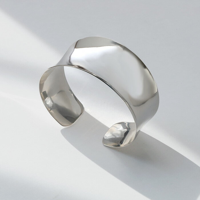 シルバー925バングル シルバー925ブレスレット シルバーバングル シルバーブレスレット 腕輪 レディース アクセサリー 太め 幅広 逆甲丸 シンプル 30m...